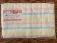 Vintage Penney’s Baby Receiving Blankets Pink Blue Yellow 30” X 40” New Set of 2
