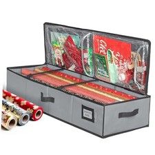 Premium Wrapping Paper Storage Container -Durable Material 600D tear-proof Gray