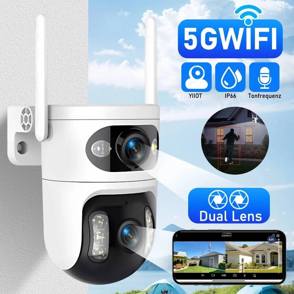 5G WIFI ÜBERWACHUNGSKAMERA 6MP HD FUNK WLAN IP NETZWERK Mini CAMERA Outdoor Dual - Bild 3 von 4