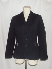 St John Sport Blazer Jacket Stretch Cotton Zipper Detail Button Front Black P
