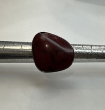 Vintage 925 Sterling Silver Red Jasper Bold Ring / Size 7.25