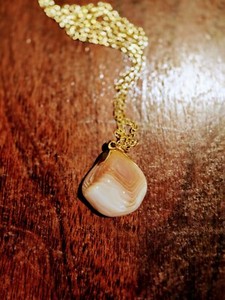 Peach Agate Pendant On 18KT GF Chain Necklace 22"