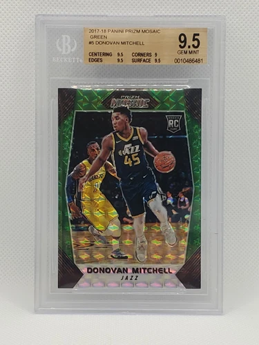 2017-18 Donovan Mitchell Panini Mosaic Prizm Green #5 RC Rookie BGS 9.5 GEM MINT