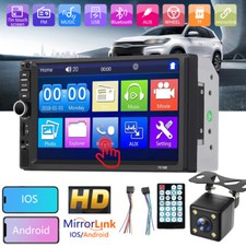 7" Double 2 DIN Car MP5 Player Bluetooth Touch Screen Stereo Radio With Camera