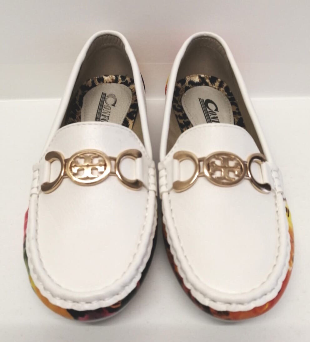 SAOLA Mocassino morbido donna bianco con suola floreale UK taglie 4