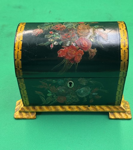 ANTIQUE - VICTORIAN - PAPER MAICHE - DOME TOP STATIONERY BOX - HAND PAINTED - - Picture 5 of 7