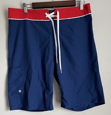 Old Navy California Blue / Red / White Pocket Swim Trunks Board Shorts Size 32