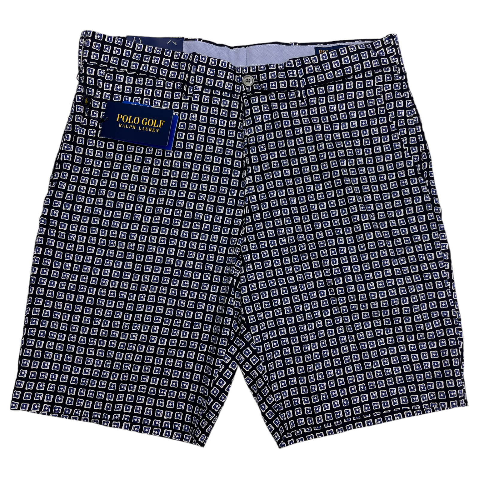 Ralph Lauren Shorts Navy Blue Geometric Stretch Classic Fit 