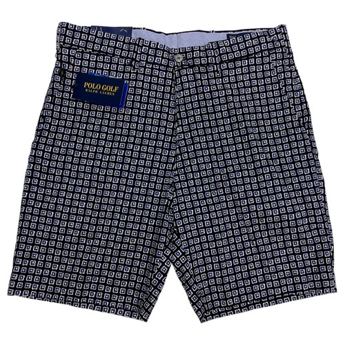 Polo Golf Ralph Lauren Shorts Navy Blue Geometric Stretch Classic Fit $115 NOLA