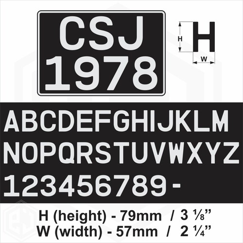 2x Square 12x8 Black and Silver Pressed Number Plates Car Metal Classic Old font - Picture 5 of 7