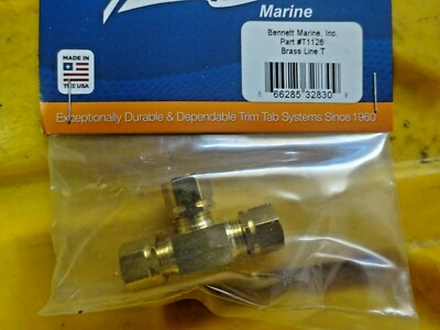 Bennett  Marine Hydraulic Trim Tab Brass T Line 3 Way Coupler Fitting T1126