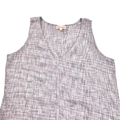 Anthropologie Cloth & Stone V-Neck Linen Fringe Hem Tank Gray Womens Large - Picture 5 of 7