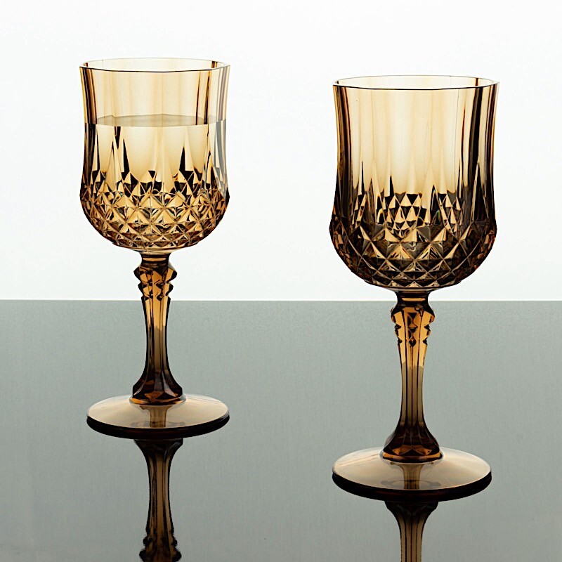 GOLD 6 Plastic 8 oz Crystal Cut Goblets WINE GLASSES Party Events Decorations eBay