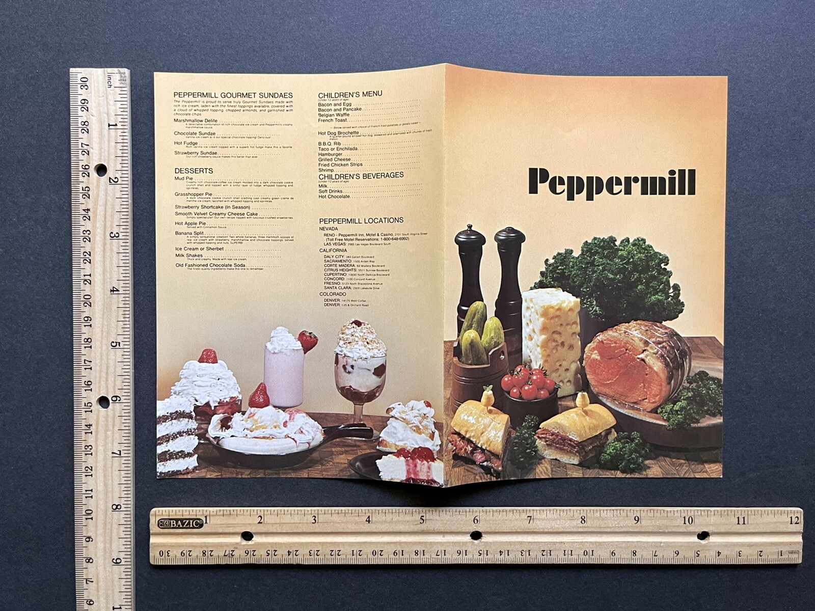Vintage Peppermill Restaurant Menu 1974 California CO NV eBay
