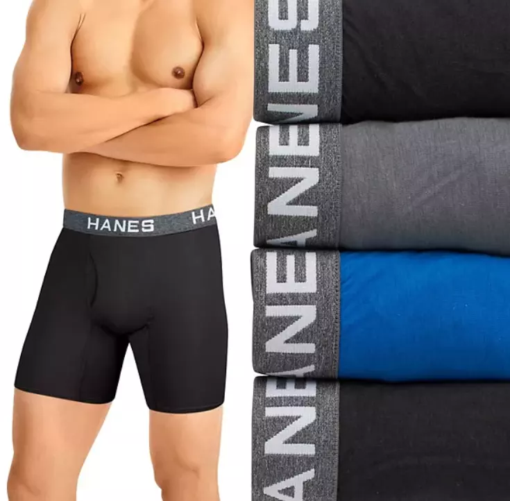 Hanes L58526 Men's 4 Pack Platinum Comfort Flex Fit Boxer Briefs Size Large