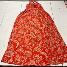 Shein Orange Beige Floral Midi Halter Neck Tie Back Dress Chest Cutout Womens S