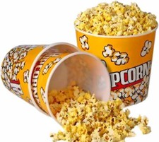 Retro Style Plastic Popcorn Containers Boxes Bucket for Movie Night  (3 Pack)