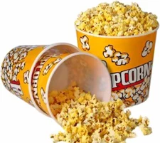 Retro Style Plastic Popcorn Containers Boxes Bucket for Movie Night  (3 Pack)