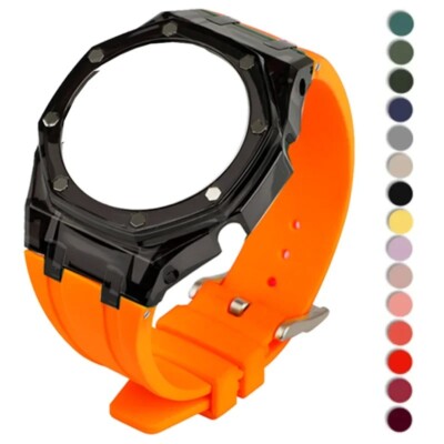 Transparentes Gehäuse Lünette+Silikonband DIY Mod Kit für Casioak GA2100/2110