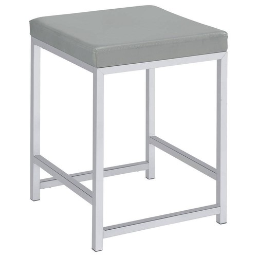 Coaster Vanity Stool 14.75" x 19" Upholstered Seat Metal in Light Grey/Chrome - Picture 2 of 5