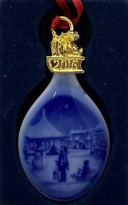 Bing & Grondahl 2016 Christmas Drop Blue Porcelain Ornament