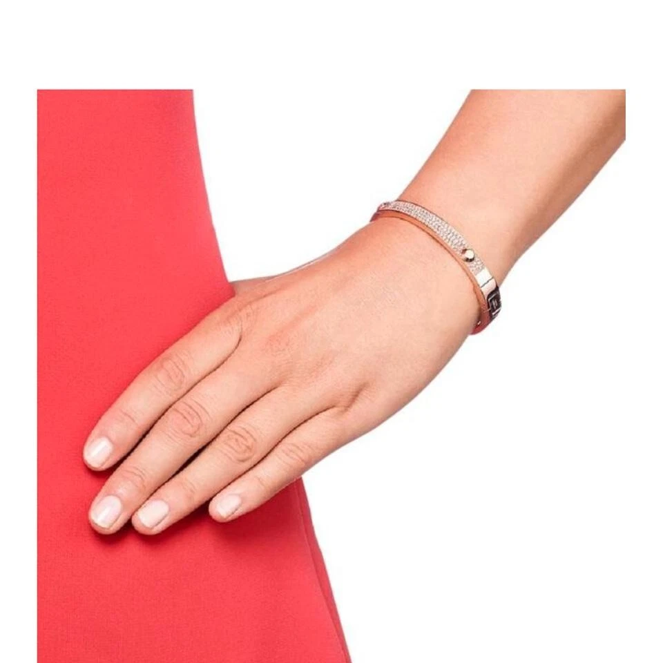 New Michael Kors Rose Gold Mkj2747791 Crystal Hinged Bangle Bracelet