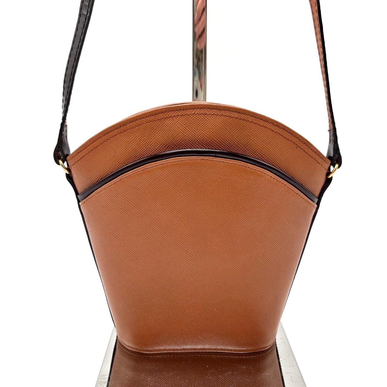 Saint Laurent Pochette Borsa a Tracolla Logo Pelle Marrone Nero Autentica