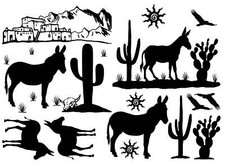Mule Desert 11 pcs 5/8" to 3-1/2" Black Fused Glass Decals