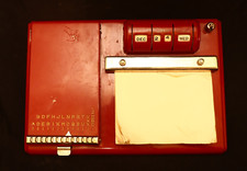 Vintage Red Desk Organizer Calendar, Phone Index & Pen Holder Mid Century Retro