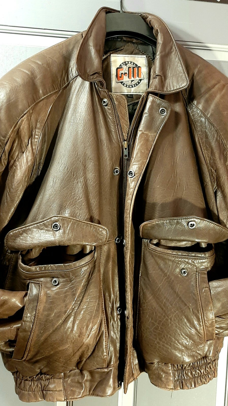 VINTAGE LEATHER JACKET, GLOBAL GIII IDENTITY, MEN L,… Gem