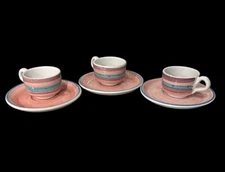 Rosanna Imports Italy Ceramic Hand Painted Set of 3 Espresso Cups & Saucers