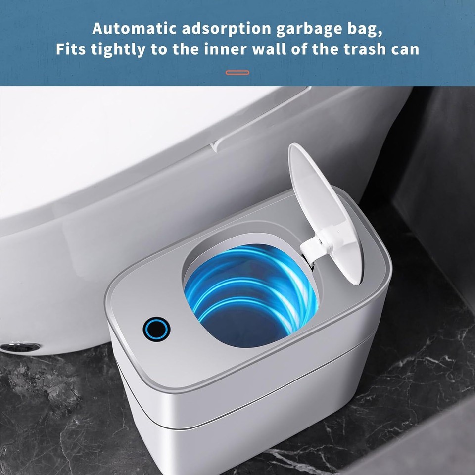 JOYBOS Bathroom Trash Can with Lid Automatic Garbage Can, 3 Gallon Slim ...
