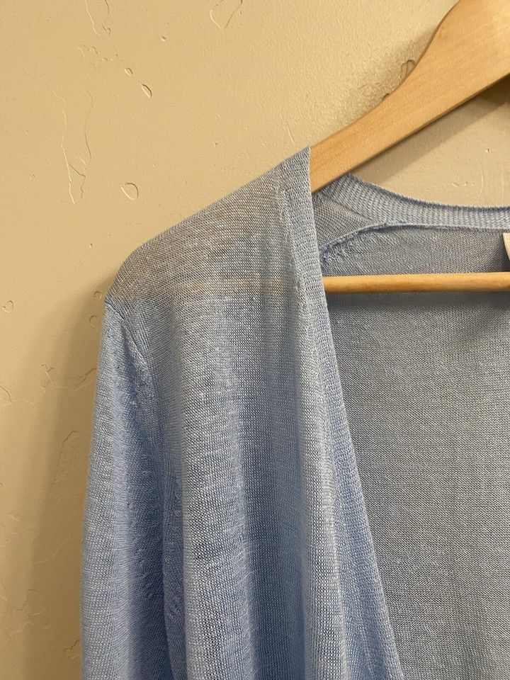 Nic + Zoe Women’s Size Medium/Large Blue Wrap Style Linen Blend