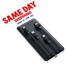 20000mAh Portable Power Bank External Battery Fast Charger Built-in 4 Cable Cord
