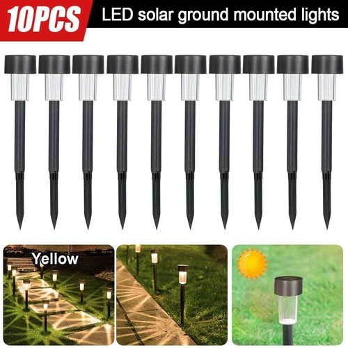 10pcs Solar Power LED Stake Light Patio Outdoor Garden Lawn Waterproof Path Lamp