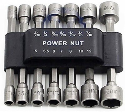 PANOVOS 14pcs Power Nuts Driver Drill Bit Tools Set Metric Socket Wrench Screw 
