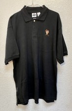 Taz Looney Tunes Classic Polo Black Short Sleeve Shirt 100 Cotton Men  s Size L