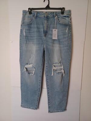 Risen Womens 2XL 36X27.5 Stretch High Rise Distressed Jeans RDP5091X