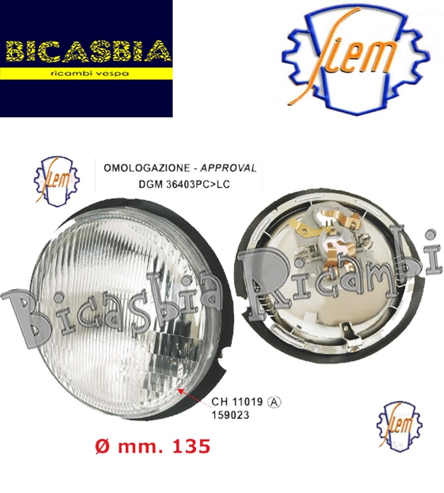 10625 FARO FANALE ANTERIORE SIEM CON PORTALAMPADA VESPA 80 100