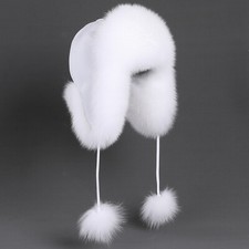 Women's Real Fox Fur Trapper Hat Raccoon Fur Russian Ushanka Ear Flap Bomber Cap