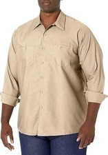 Red Kap Men's Industrial Long Sleeve Work Shirt, Light Tan