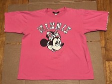 Vintage Disney Originals Minnie Mouse Pink Floral Shirt Theme Park POOR COND