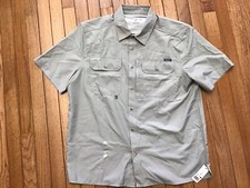 New Eddie Bauer Woven Tech Shirt UPF 50 EB003888 Limestone Mens Medium Polyester