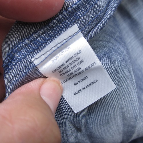 Camicia Proper Supply Co uomo M Chambray Western Pearl Snap Sawtooth denim cowboy - Foto 9 di 12