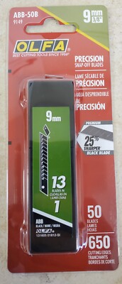 OLFA 9149 ABB-50B 9mm UltraSharp Black Snap-Off Blade, 50-Pack