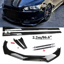 Front Bumper Lip Spoiler Chin Splitter For Mitsubishi Lancer 2008- Gloss Black B