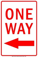 One Way With Left Arrow Wall Art Decor Novelty Notice Aluminum Metal Sign