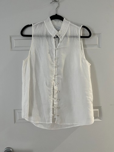 Witchery Linen Button Down Sleeveless White Top -Size 14 - 5+ items free AU post - Picture 8 of 15