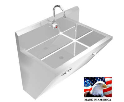 SURGEON'S HAND SINK 1 STATION 36'' HD STAINLESS STEEL #304 HANDS FREE MADE IN USA