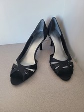 Nine West Satin And Rhinestones Womens Black Dress Heels Shoes Size 10 New